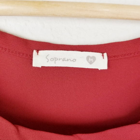 Soprano Short Sleeve Blouse Top Burgundy - Picture 7 of 9